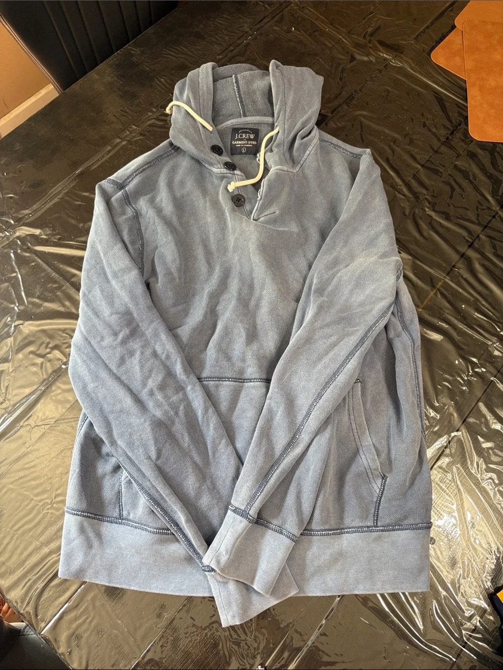 J. Crew Men's Hooded Pullover Sweatshirt - Faded Blue